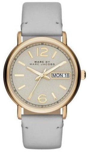 Buy Shop Marc Jacobs Fergus Grey Dial Grey Leather Strap Watch for Women - MBM8654 USA Online