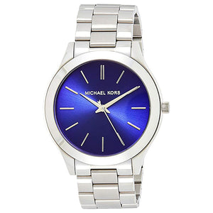 Buy Shop Michael Kors Slim Runway Quartz Blue Dial Silver Steel Strap Watch For Women - MK3379 USA Online