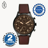 Buy Shop Fossil Retro Pilot Chronograph Brown Dial Brown Leather Strap Watch for Men - FS5833 USA Online