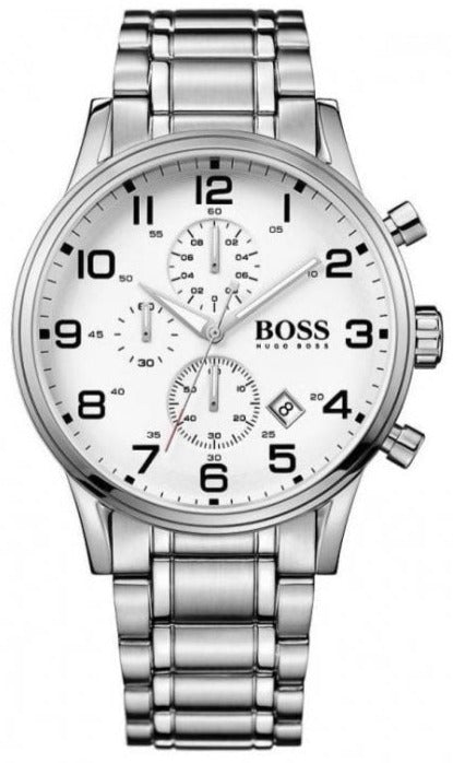 Buy Shop Hugo Boss Aeroliner Chronograph White Dial Silver Steel Strap Watch for Men - 1513182 USA Online