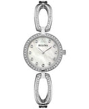 Bulova Crystal Collection Mother of Pearl Dial Silver Steel Strap Watch for Women - 96L223