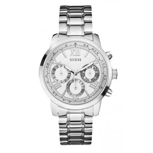Buy Shop Guess Sunrise Multifunction Quartz White Dial Silver Steel Strap Watch For Women - W0330L3 USA Online