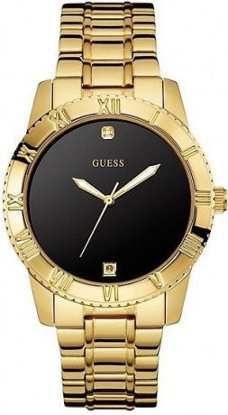 Buy Shop Guess Classic Diamonds Black Dial Gold Steel Strap Watch for Men - W0416G2 USA Online