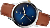 Buy Shop Fossil The Minimalist 3H Blue Dial Brown Leather Strap Watch for Men - FS5499 USA Online