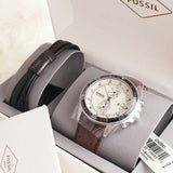 Buy Shop Fossil Wakefield Chronograph White Dial Brown Leather Strap Watch for Men - CH2943 USA Online