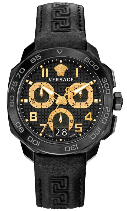 Buy Shop Versace Dylos Chronograph Black Dial Black Rubber Strap Watch for Men - VQC020015 USA Online
