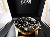 Hugo Boss Talent Chronograph Black Dial Black Leather Strap Watch For Men - 1513580