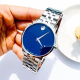 Buy Shop Movado Museum Classic Blue Dial Silver Steel Strap Watch for Men - 0607212 USA Online