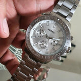 Buy Shop Fossil Bannon Multifunction Chronograph Silver Dial Silver Steel Strap Watch for Men - BQ2490 USA Online