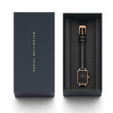 Buy Shop Daniel Wellington Quadro Black Dial Black Leather Strap Watch For Women - DW00100449 USA Online