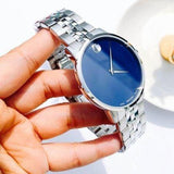 Buy Shop Movado Museum Classic Blue Dial Silver Steel Strap Watch for Men - 0607212 USA Online
