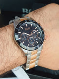 Buy Shop Hugo Boss Here Chronograph Black Dial Two Tone Steel Strap Watch for Men - 1513757 USA Online