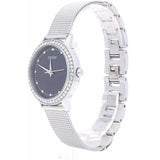 Guess Chelsea Crystals Black Dial Silver Mesh Bracelet Watch For Women - W0647L5