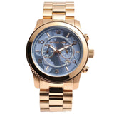 Buy Shop Michael Kors Runway Stop Hunger Quartz Blue Dial Rose Gold Steel Strap Watch For Men - MK8358 USA Online