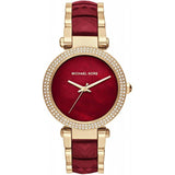 Buy Shop Michael Kors Parker Mother of Pearl Red Dial Two Tone Steel Strap Watch for Women - MK6427 USA Online