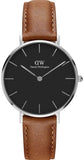 Buy Shop Daniel Wellington Petite Sterling Black Dial Brown Leather Strap Watch For Women - DW00100178 USA Online