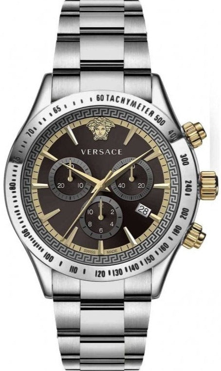Buy Shop Versace Classic Chronograph Quartz Black Dial Silver Steel Strap Watch For Men - VEV700419 USA Online