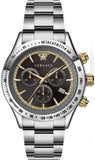 Versace Classic Chronograph Quartz Black Dial Silver Steel Strap Watch For Men - VEV700419