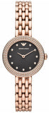 Emporio Armani Rosa Quartz Mother of Pearl Black Dial Rose Gold Steel Strap Watch For Women - AR11372