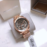 Buy Shop Michael Kors Brecken Chronograph Analog Black Dial Rose Gold Steel Strap Watch For Women - MK8563 USA Online