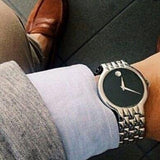 Buy Shop Movado Classic Quartz Black Dial Silver Steel Strap Watch for Men - 0606337 USA Online