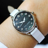 Buy Shop Marc Jacobs Betty Mother of Pearl Black Dial White Leather Strap Watch for Women - MJ1512 USA Online