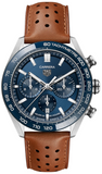 Buy Shop Tag Heuer Carrera Automatic Chronograph Blue Dial Brown Leather Strap Watch for Men - CBN2A1A.FC6537 USA Online