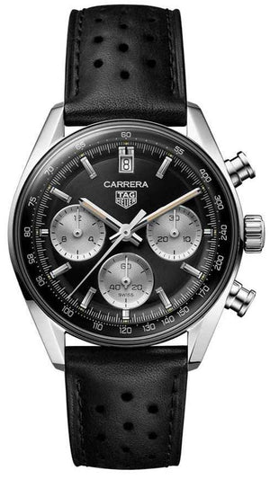Buy Shop Tag Heuer Carrera Automatic Chronograph Black Dial Black Leather Strap Watch for Men - CBS2210.FC6534 USA Online