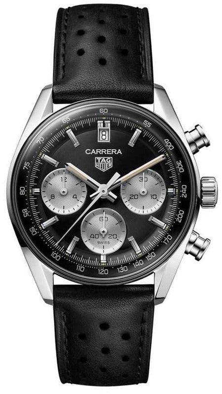 Buy Shop Tag Heuer Carrera Automatic Chronograph Black Dial Black Leather Strap Watch for Men - CBS2210.FC6534 USA Online
