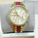 Buy Shop Michael Kors Ritz Chronograph Gold Dial Two Tone Steel Strap Watch For Women - MK6517 USA Online