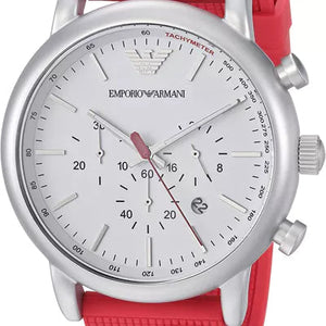 Buy Shop Emporio Armani Luigi Chronograph White Dial Red Rubber Strap Watch For Men - AR11021 USA Online