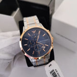 Buy Shop Emporio Armani Renato Chronograph Blue Dial Two Tone Steel Strap Watch For Men - AR80025 USA Online