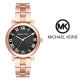 Buy Shop Michael Kors Noire Black Dial Rose Gold Steel Strap Watch for Women - MK3585 USA Online