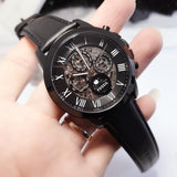 Buy Shop Fossil Grant Automatic Black Dial Black Leather Strap Watch for Men - ME3028 USA Online