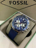 Buy Shop Fossil Garrett Chronograph Blue Dial Blue Rubber Strap Watch for Men - FS5709 USA Online
