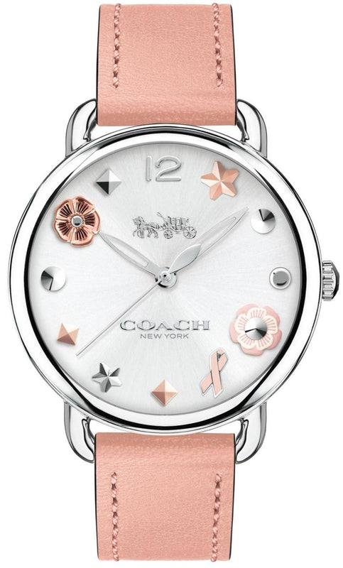 Buy Shop Coach Delancey White Dial Pink Leather Strap Watch for Women - 14502799 USA Online