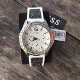 Buy Shop Guess Swirl Quartz Silver Dial White Silicone Strap Watch for Women - W1096L1 USA Online
