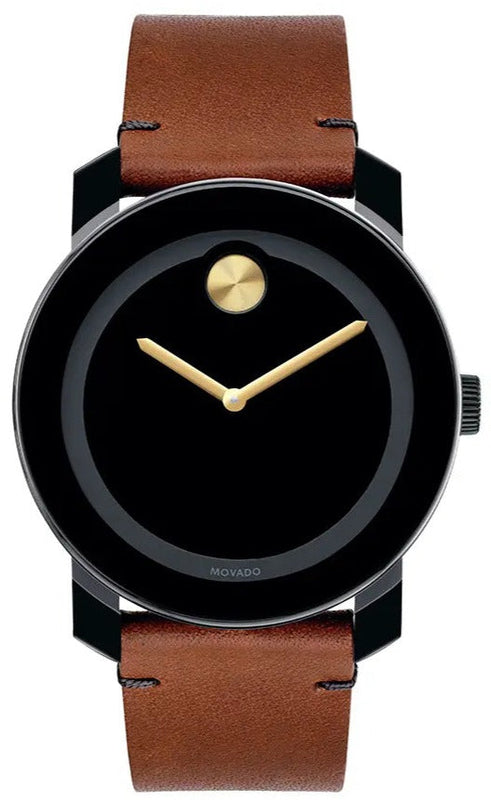 Buy Shop Movado Bold Black Dial Brown Leather Strap Watch For Men - 3600305 USA Online