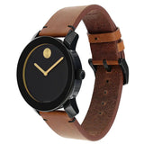 Buy Shop Movado Bold Black Dial Brown Leather Strap Watch For Men - 3600305 USA Online