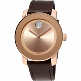 Buy Shop Movado Bold Rose Gold Dial Brown Leather Strap Watch for Men - 3600395 USA Online