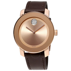 Buy Shop Movado Bold Rose Gold Dial Brown Leather Strap Watch for Men - 3600395 USA Online