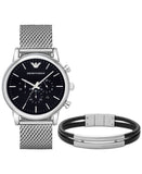 Buy Shop Emporio Armani Luigi Black Dial Silver Mesh Bracelet Watch For Men - AR8032 USA Online