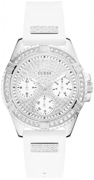 Buy Shop Guess Frontier Diamonds Silver Dial White Rubber Strap Watch For Women - W1160L4 USA Online