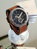 Buy Shop Fossil Machine Chronograph Blue Dial Brown Leather Strap Watch for Men - FS5232 USA Online