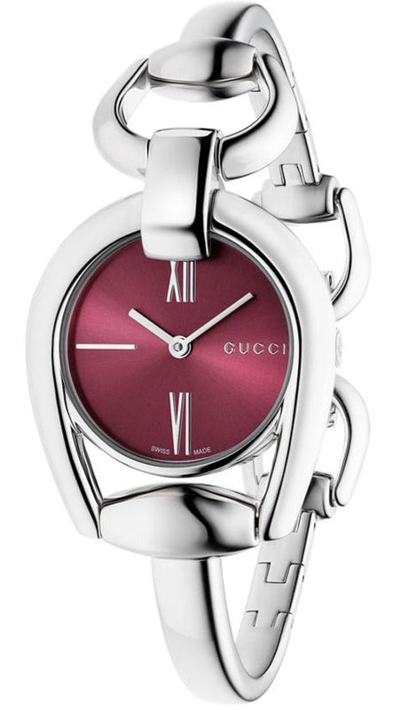 Buy Shop Gucci Horsebit Quartz Red Dial Silver Steel Strap Watch For Women - YA139502 USA Online