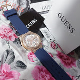 Buy Shop Guess Moonlight Diamonds White Dial Blue Rubber Strap Watch for Women - GW0257L3 USA Online