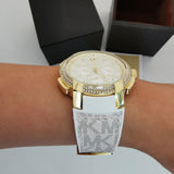 Buy Shop Michael Kors Sydney Quartz White Dial White Leather Strap Watch For Women - MK7221 USA Online
