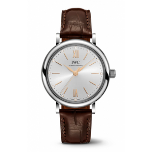 Buy Shop IWC Portofino Automatic Silver Dial Brown Leather Strap Watch for Women - IW357403 USA Online