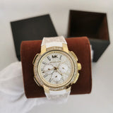 Buy Shop Michael Kors Sydney Quartz White Dial White Leather Strap Watch For Women - MK7221 USA Online