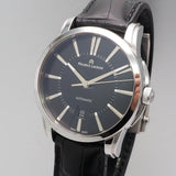 Maurice Lacroix Pontos Date Automatic Black Dial Black Leather Strap Watch For Men - PT6148-SS001-330